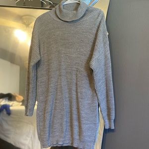 Grey turtleneck sweater dress